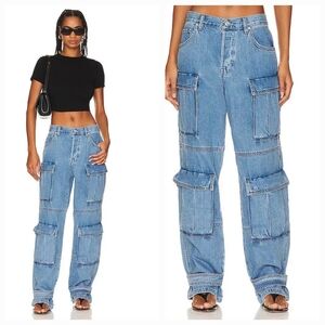 GRLFRND Blue Lex Cargo Jeans in Sav Vicente Size 23 NWT